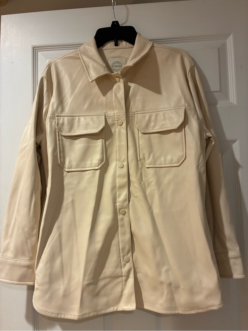 Stoosh Cream Faux Leather Shacket - Women
